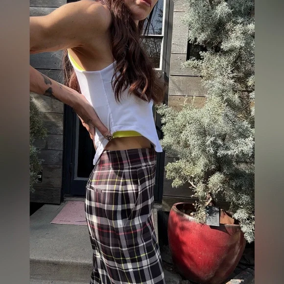 Alice + Olivia Multicolor Plaid Wide Leg Pants
